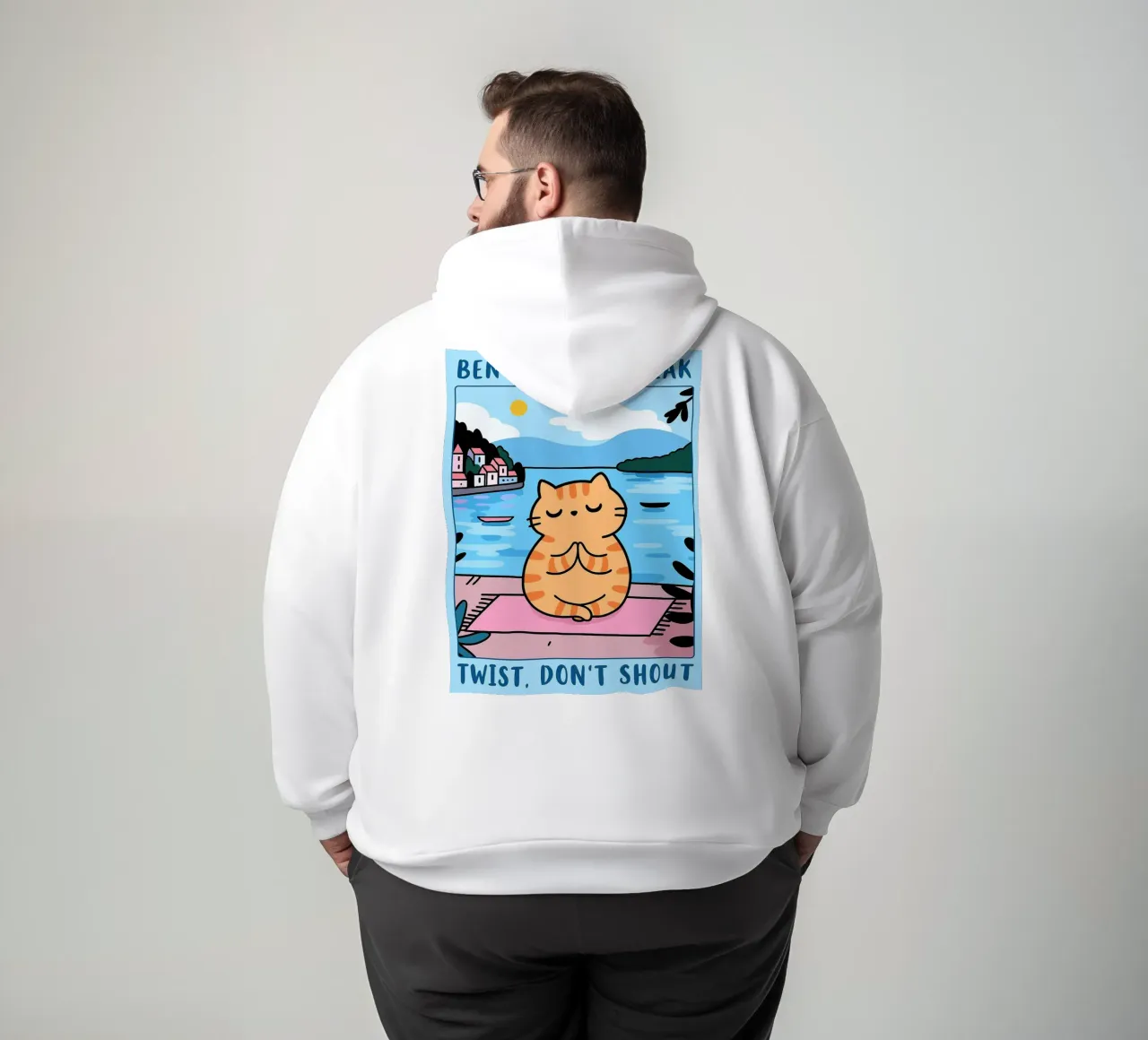 bend dont break twist dont shout funny yoga cat drawing sudadera con capucha de dahlianz