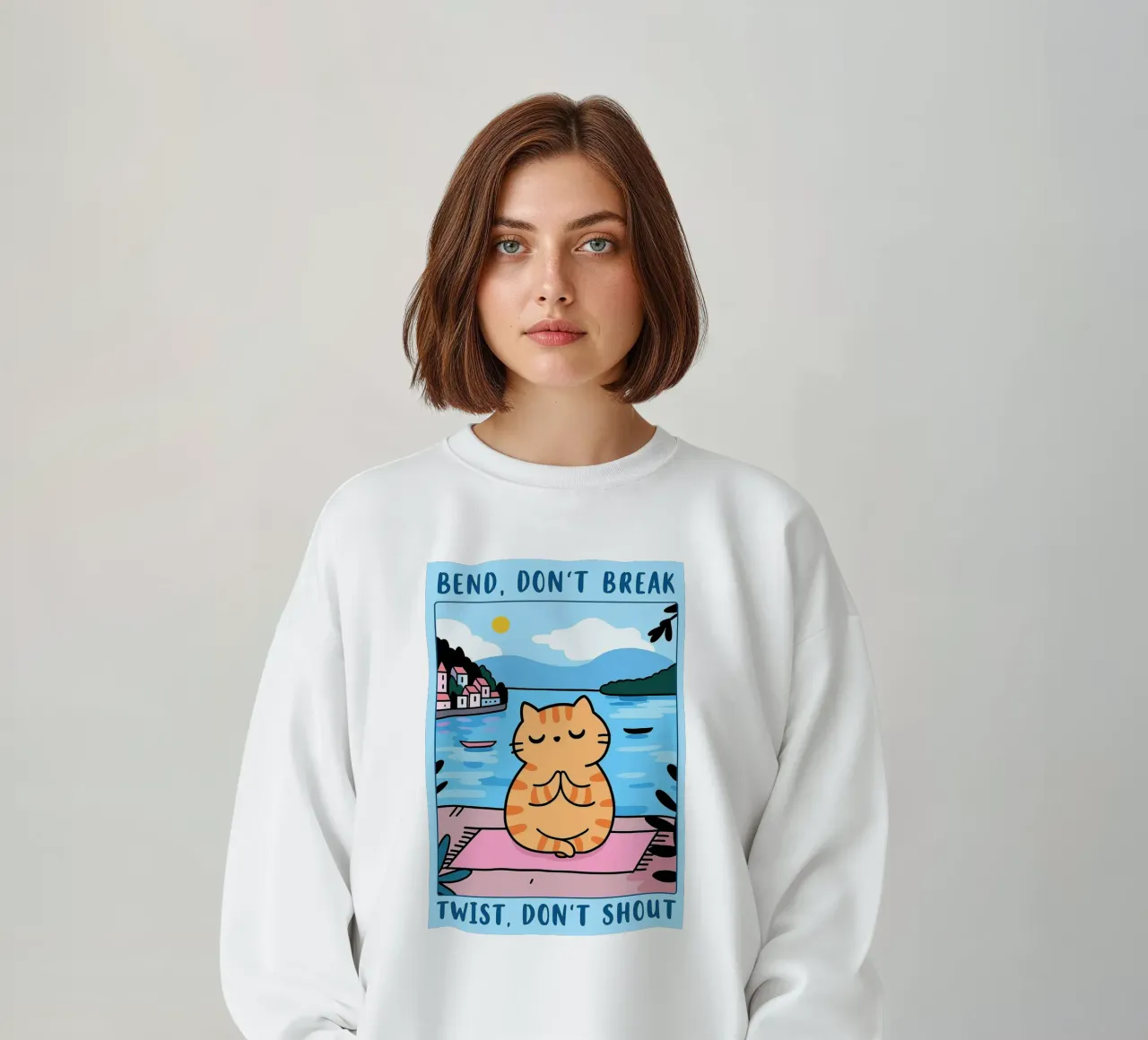 bend dont break twist dont shout funny yoga cat drawing sudadera de dahlianz