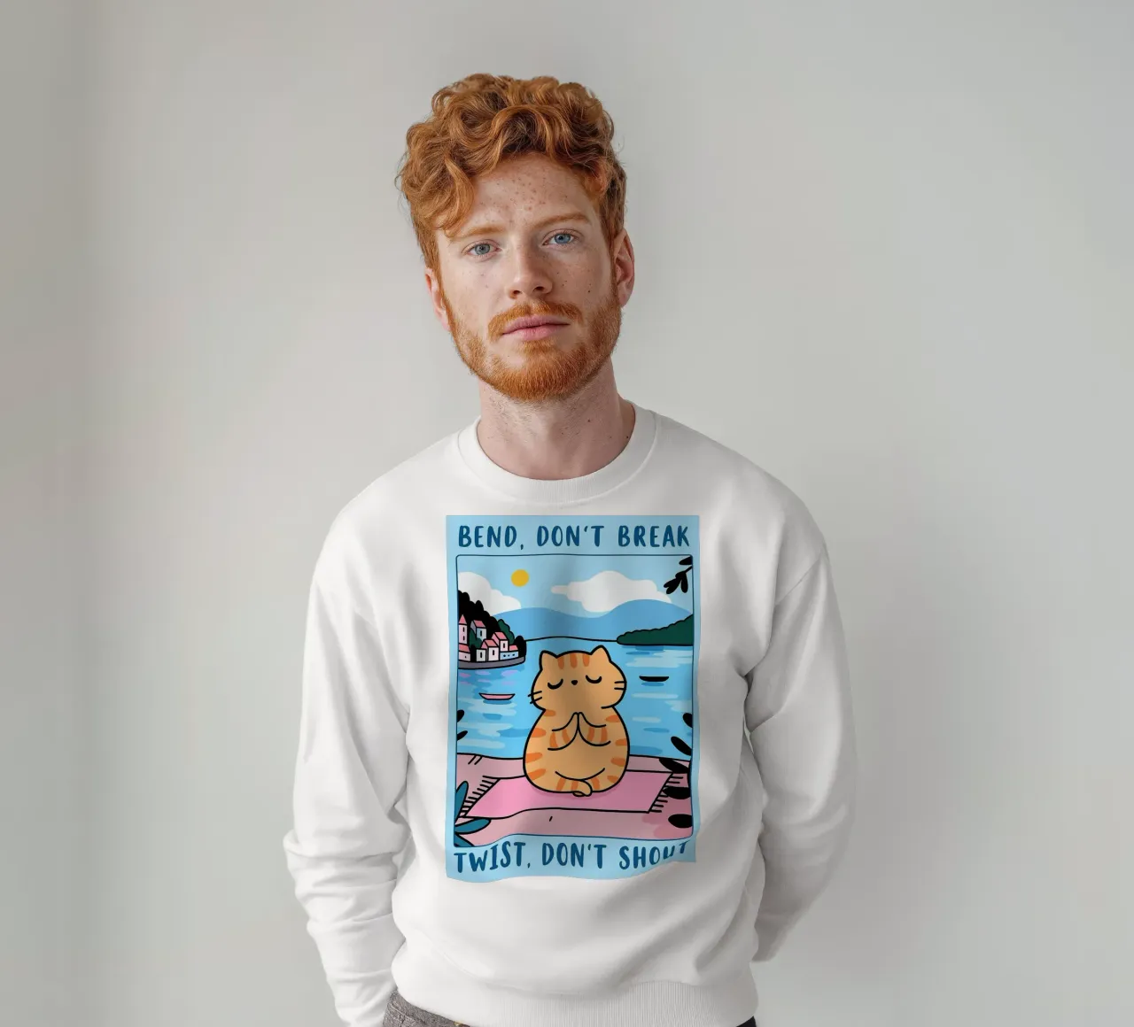 bend dont break twist dont shout funny yoga cat drawing sudadera de dahlianz