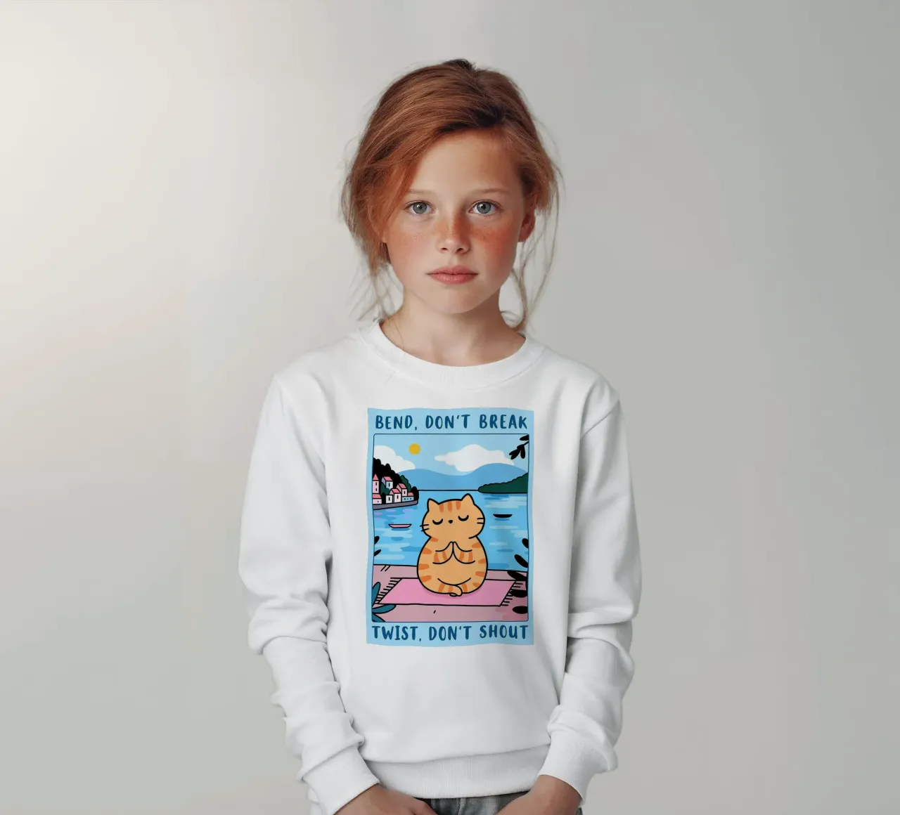 bend dont break twist dont shout funny yoga cat drawing sudadera para niño de dahlianz
