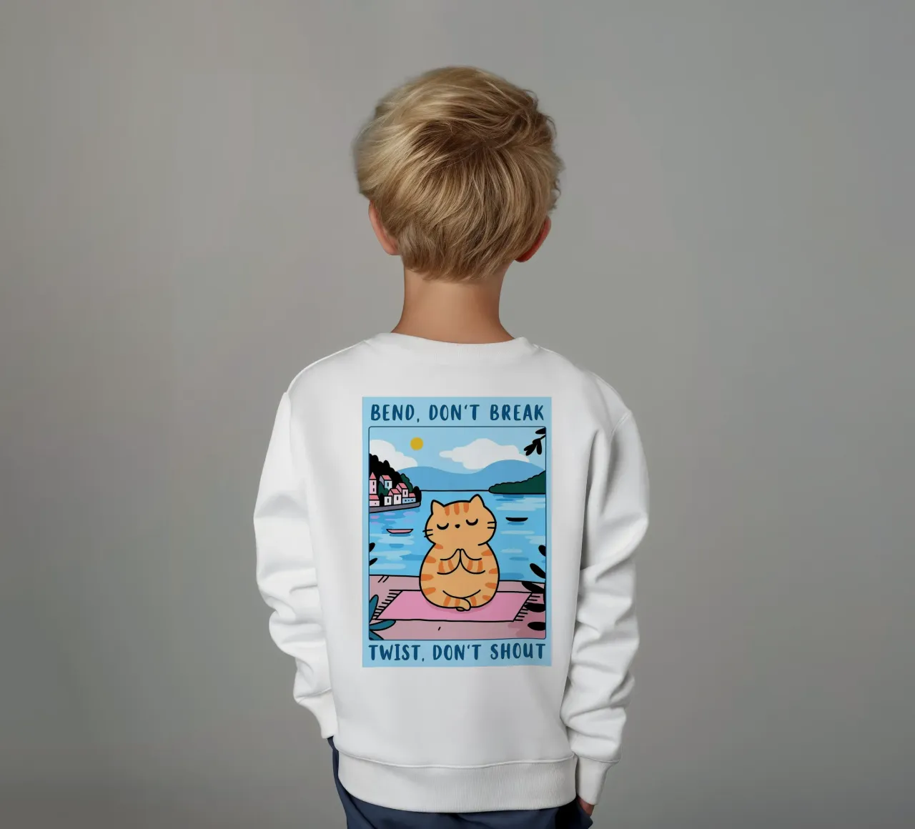 bend dont break twist dont shout funny yoga cat drawing sudadera para niño de dahlianz