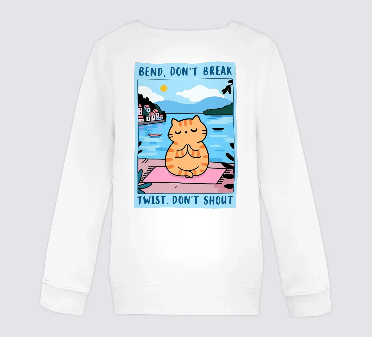 bend dont break twist dont shout funny yoga cat drawing sudadera para niño de dahlianz