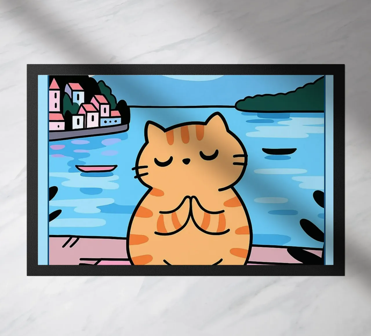 bend dont break twist dont shout funny yoga cat drawing felpudo de dahlianz