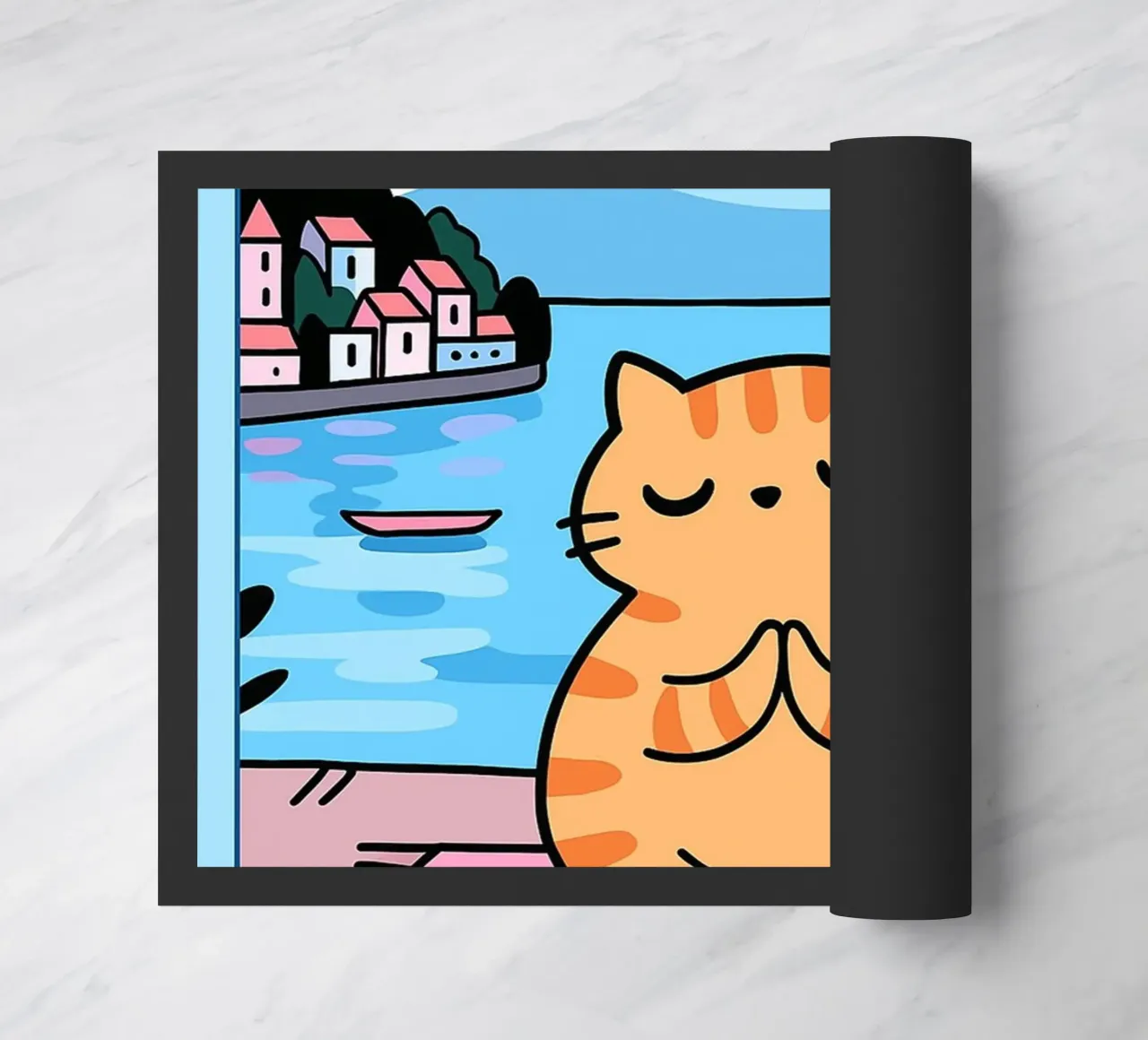 bend dont break twist dont shout funny yoga cat drawing felpudo de dahlianz
