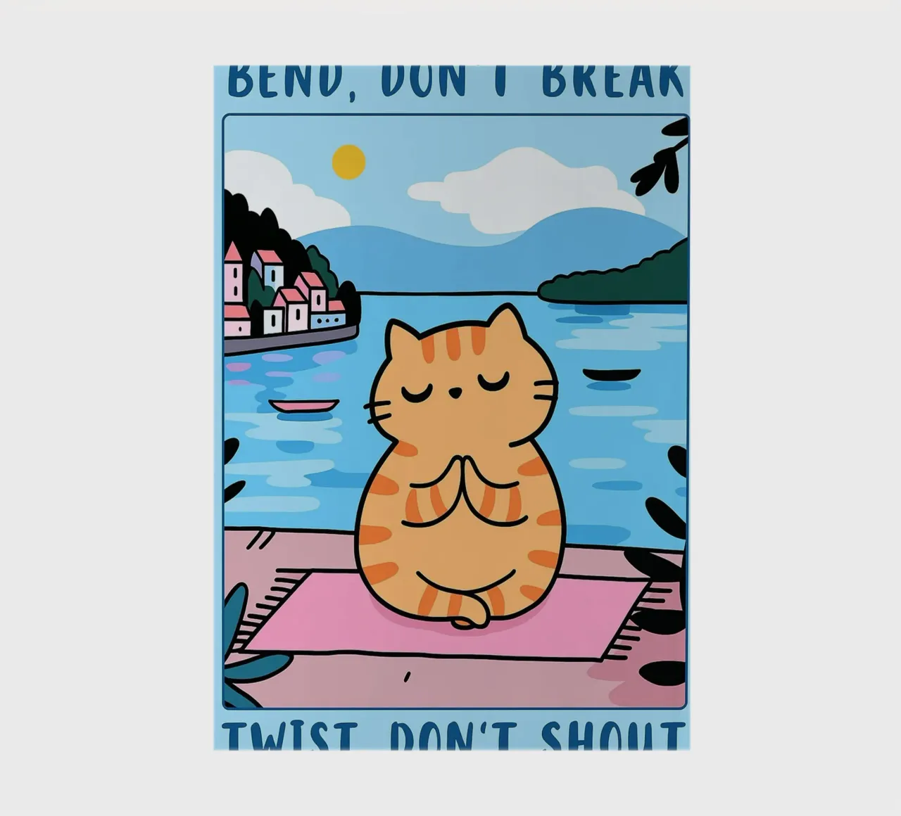 bend dont break twist dont shout funny yoga cat drawing notebook by dahlianz