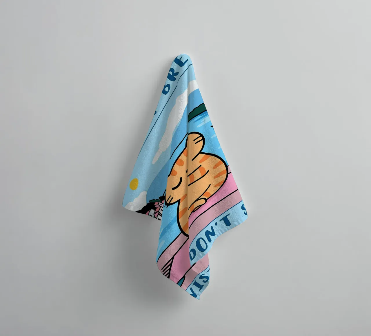 bend dont break twist dont shout funny yoga cat drawing towel by dahlianz