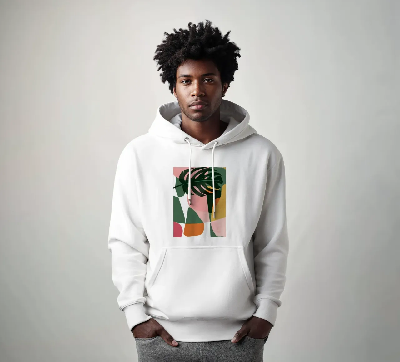 Patchwork di foglie geometriche felpa con cappuccio da Kala Martir