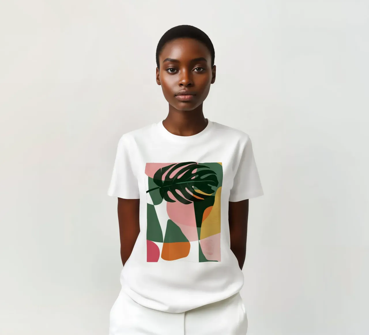 Patchwork di foglie geometriche t-shirt da Kala Martir