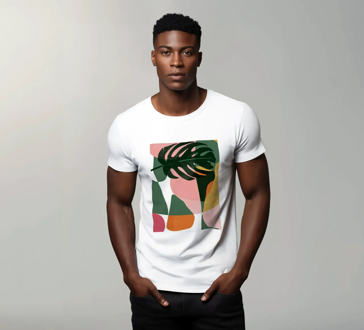 Patchwork di foglie geometriche t-shirt da Kala Martir