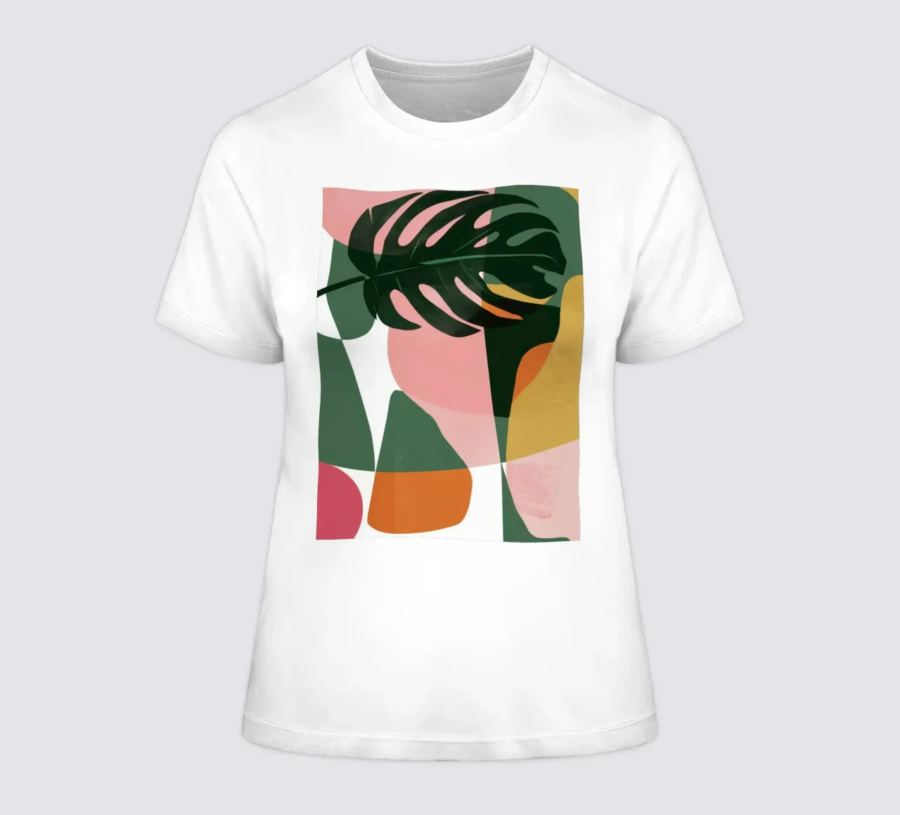 Patchwork di foglie geometriche t-shirt da donna da Kala Martir