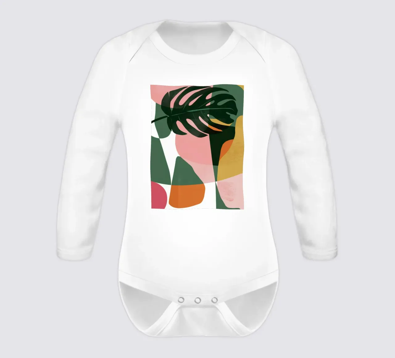 Patchwork di foglie geometriche body neonato maniche lunghe da Kala Martir