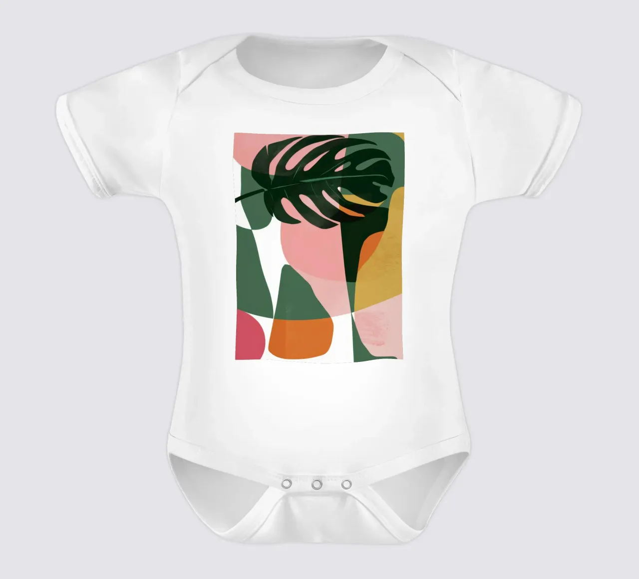 Patchwork di foglie geometriche body neonato maniche corte da Kala Martir