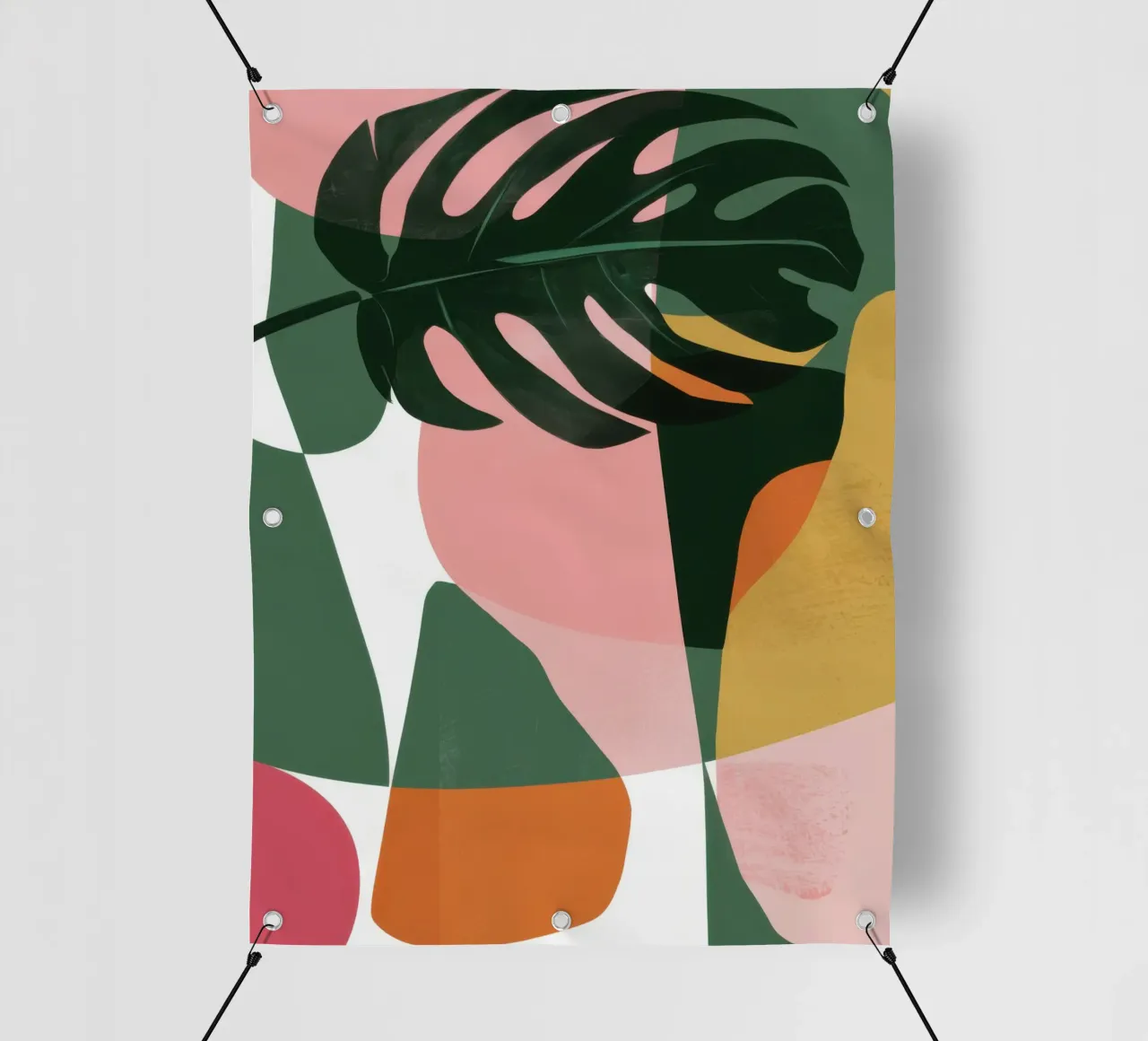 Patchwork di foglie geometriche telo in pvc da Kala Martir