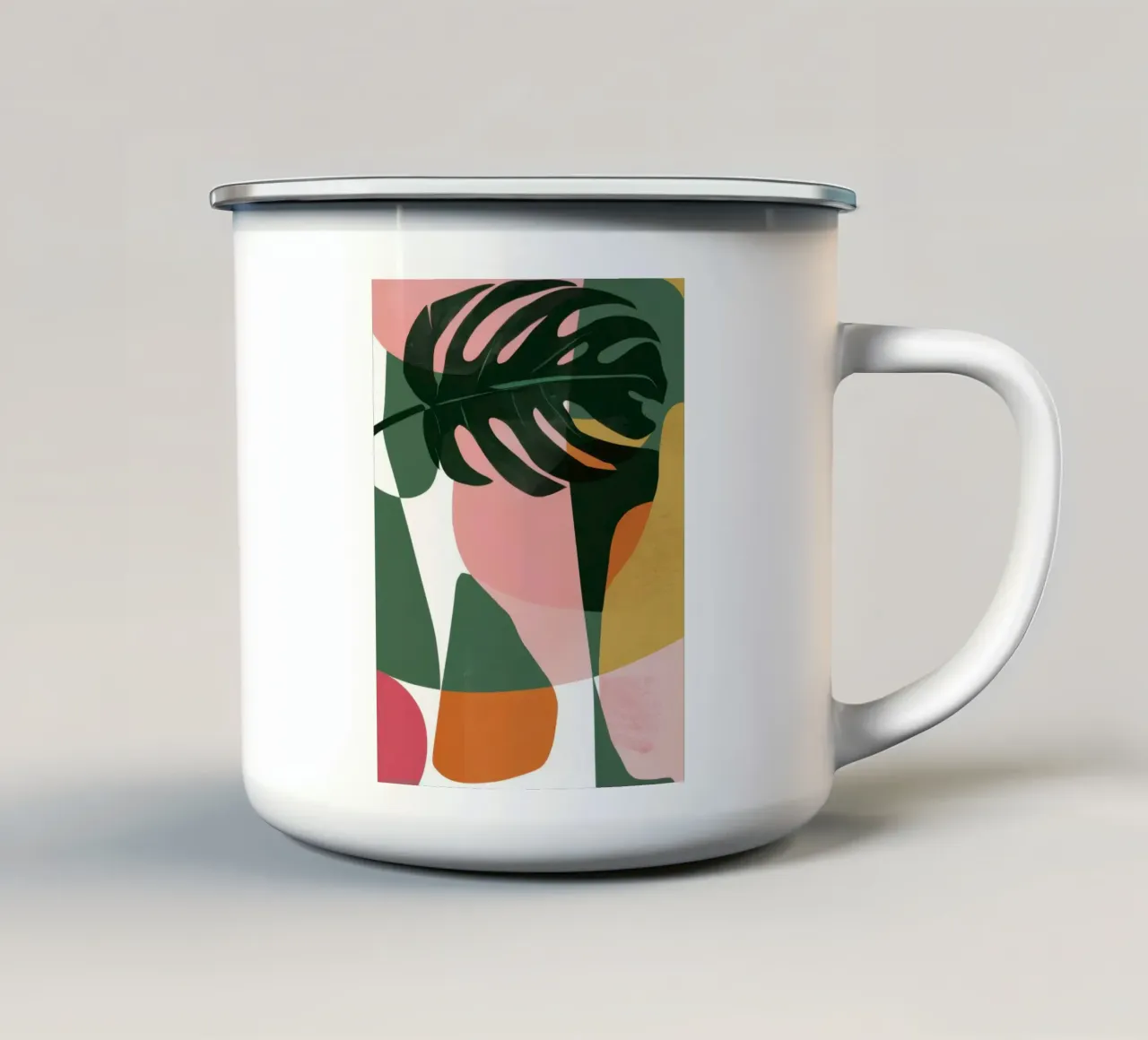 Patchwork di foglie geometriche tazza in smalto da Kala Martir