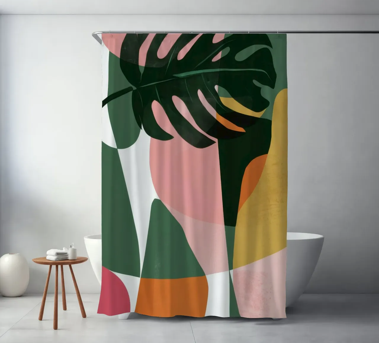 Patchwork di foglie geometriche tenda da doccia da Kala Martir