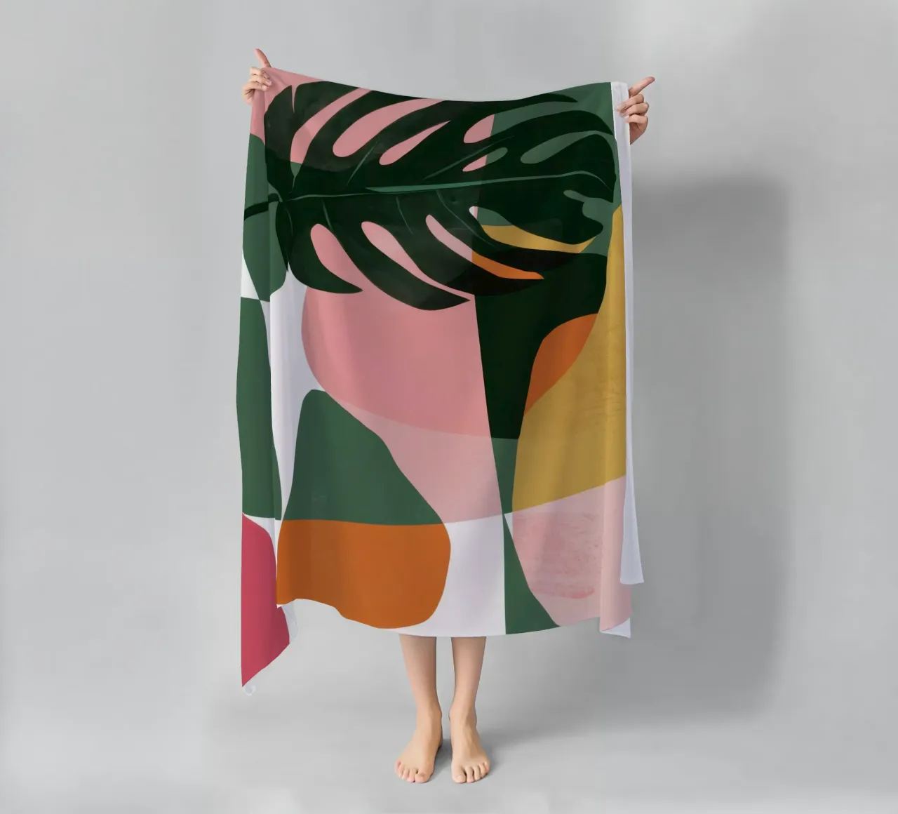 Patchwork di foglie geometriche telo mare da Kala Martir
