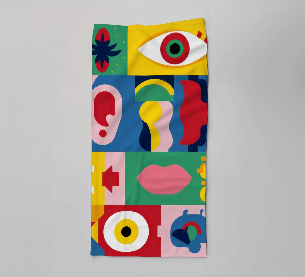 Deconstructed Face Grid towel by Halo Whisper