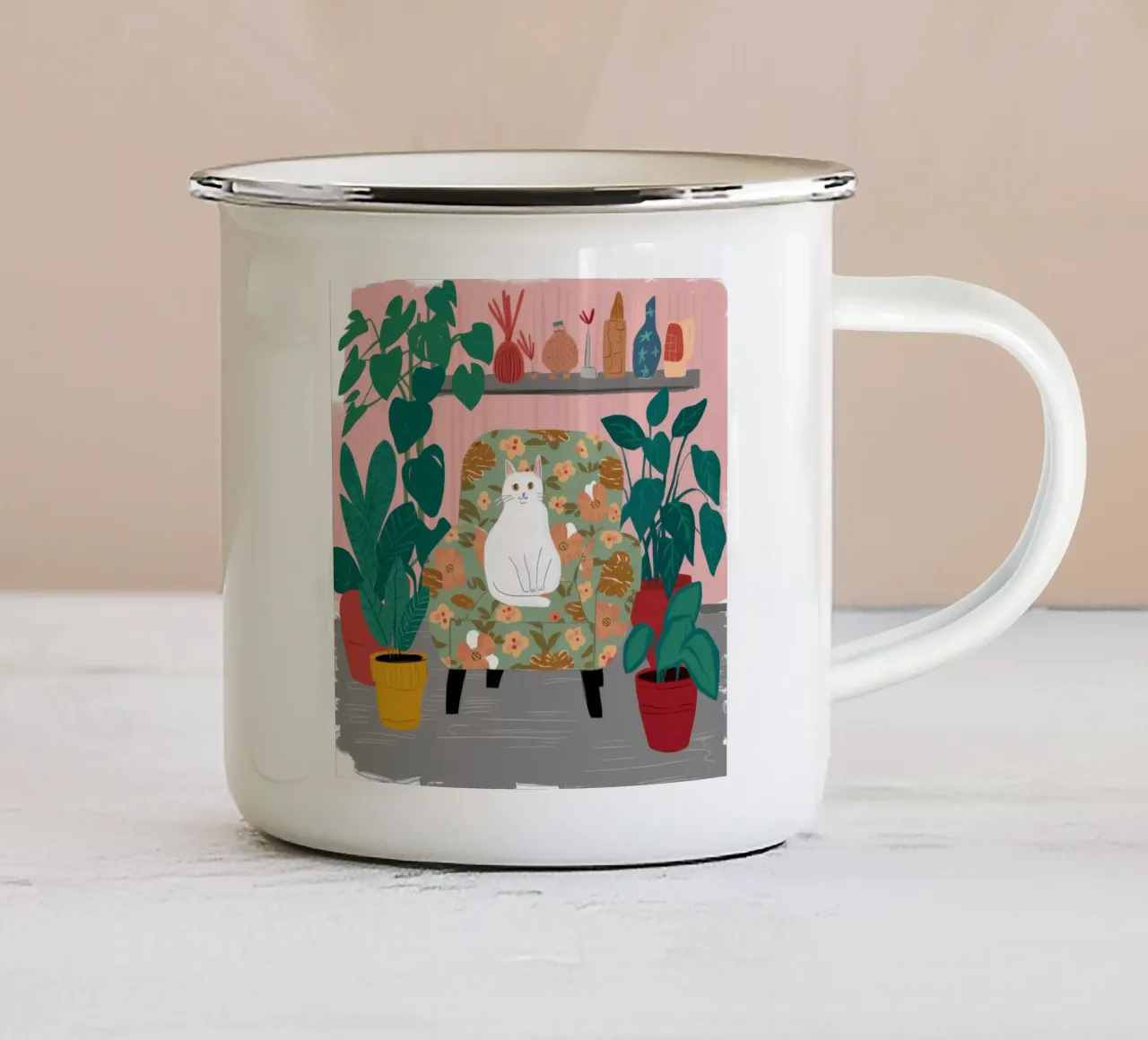 Trono della giungla felina tazza in smalto da Halo Whisper