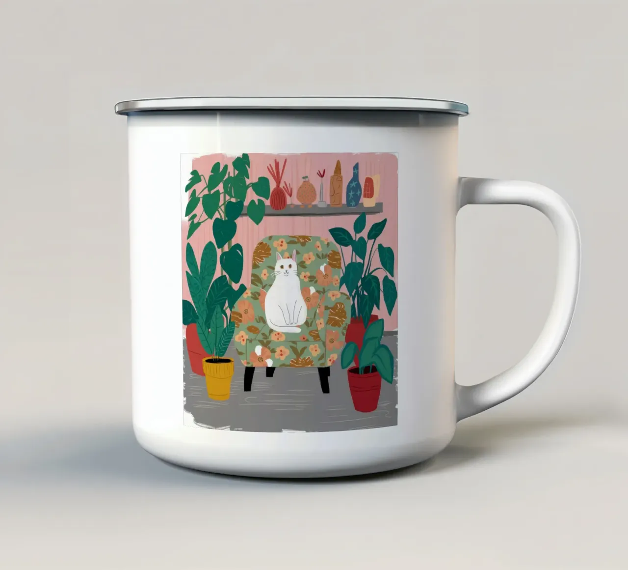 Trono della giungla felina tazza in smalto da Halo Whisper