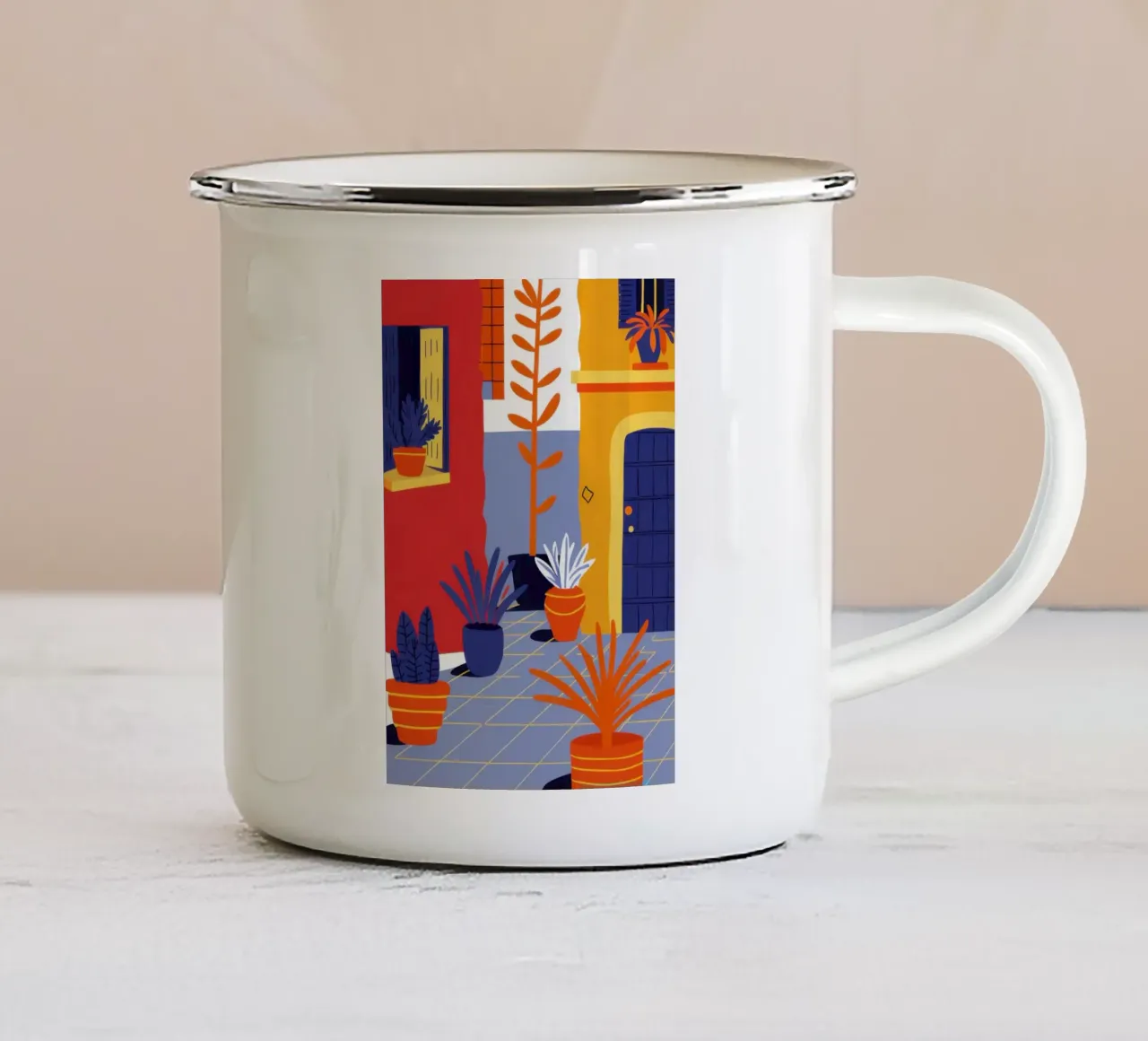 Vivere in un'alcova vivace tazza in smalto da Halo Whisper