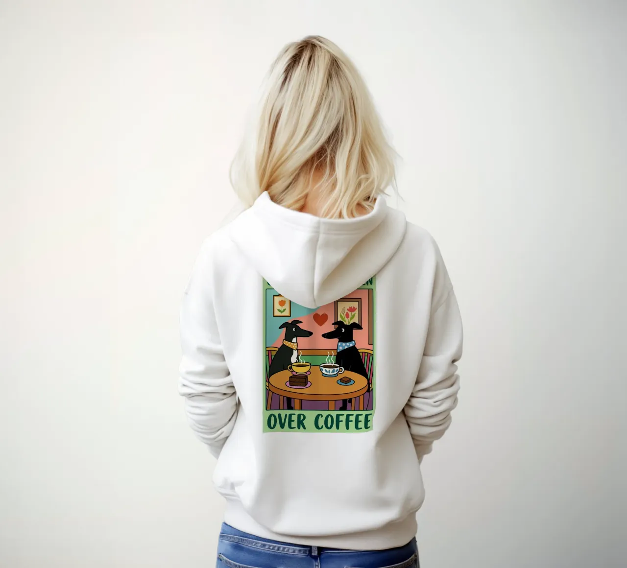 le cose belle succedono davanti a un caffè disegno divertente di un cane felpa con cappuccio da dahlianz