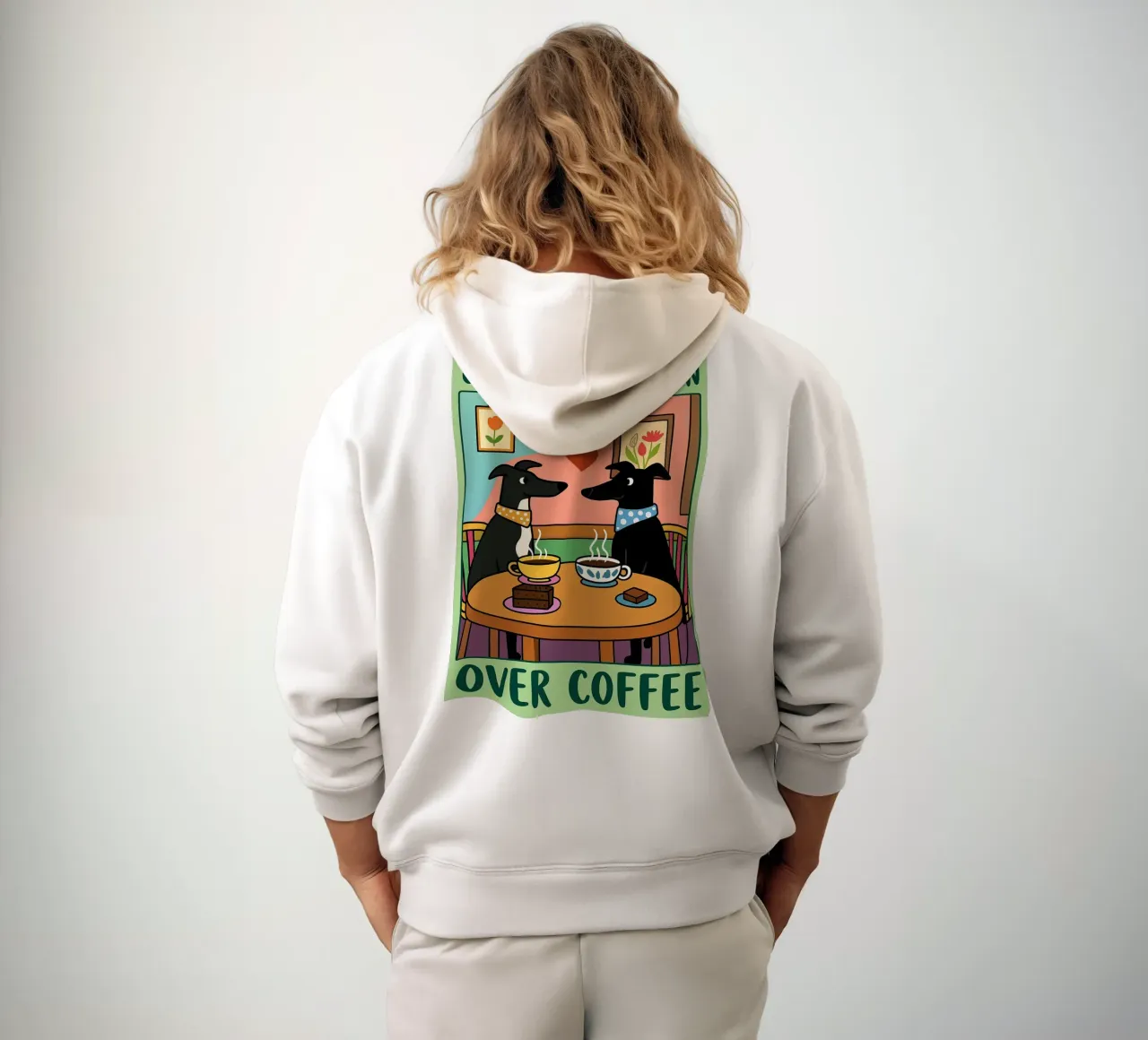 le cose belle succedono davanti a un caffè disegno divertente di un cane felpa con cappuccio da dahlianz