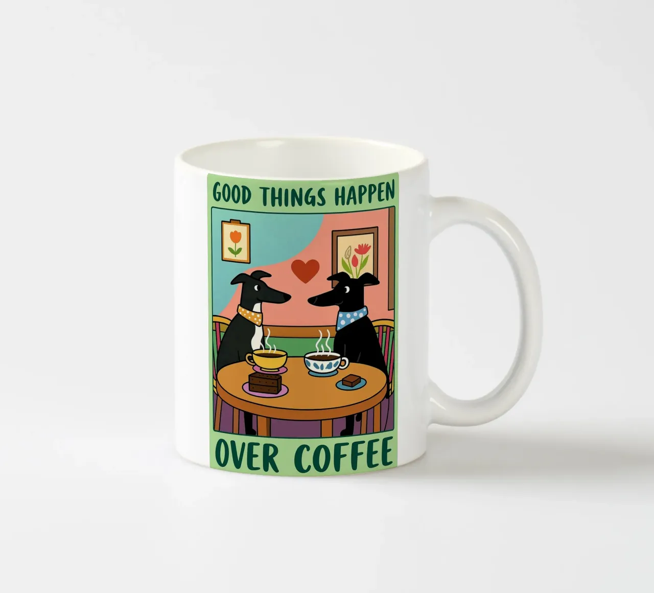 le cose belle succedono davanti a un caffè disegno divertente di un cane tazza in ceramica da dahlianz