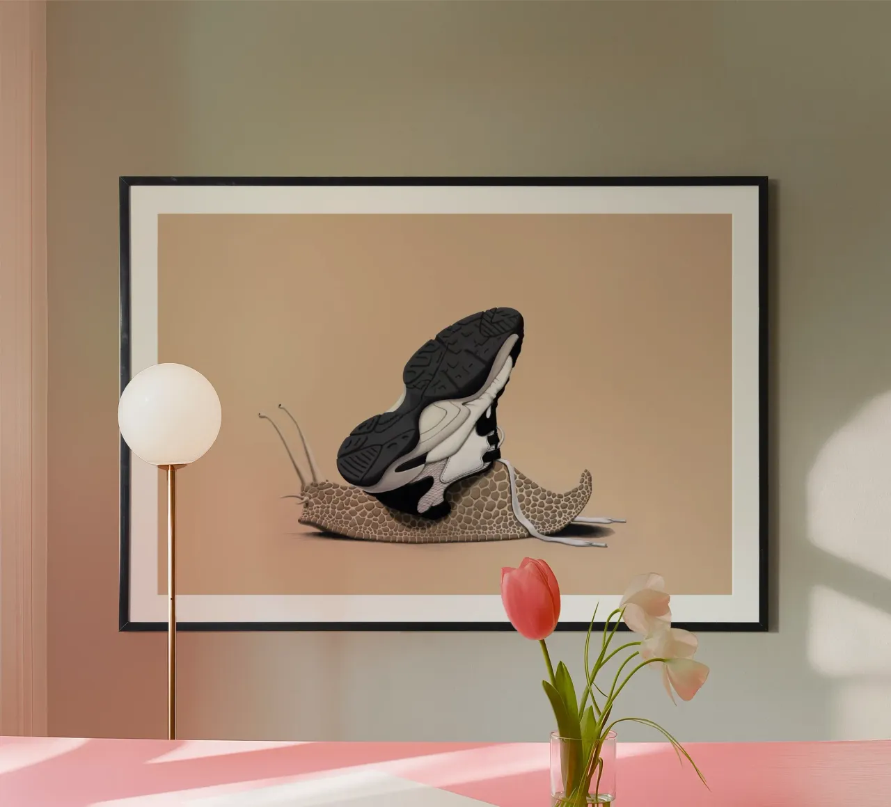 The Sneaker (Coloured) poster con telaio in alluminio da Rob Art | Illustration