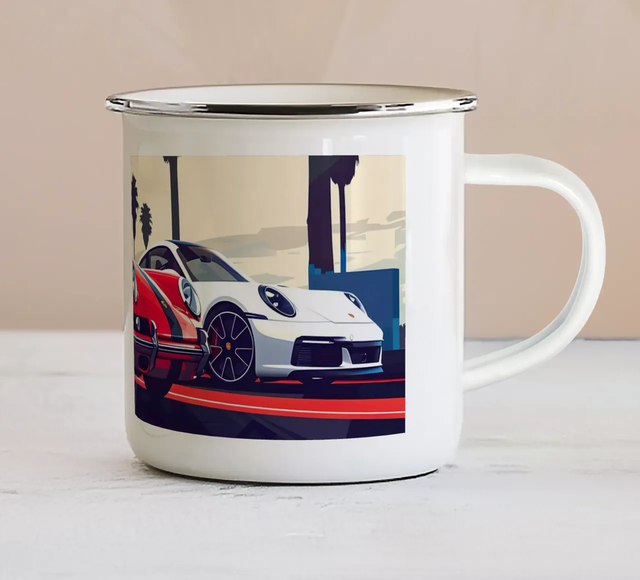 L'evoluzione della 911 tazza in smalto da M-Ulrich-Digital Art