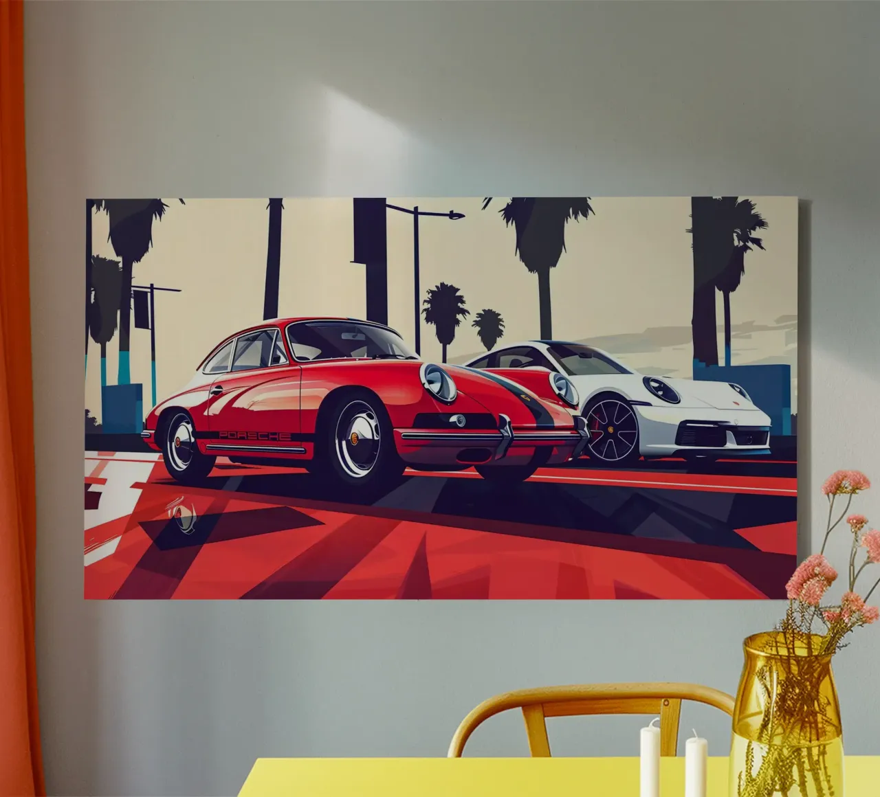 De 911 evolutie canvas met Baklijst van M-Ulrich-Digital Art