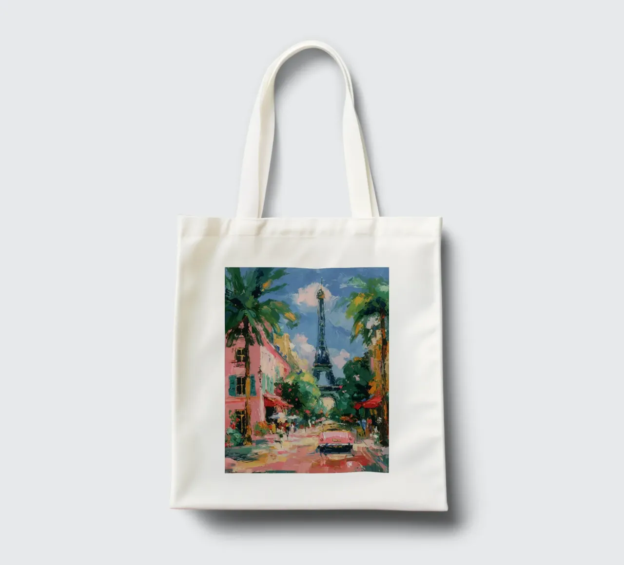 Strada della Torre Eiffel piena di colori borsa in juta da ArtByNiki