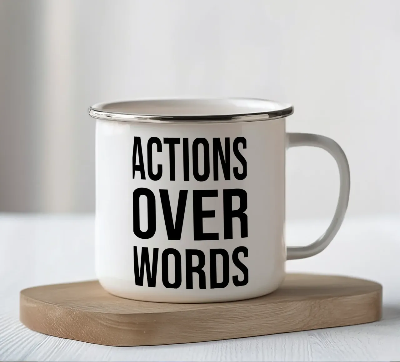 OVER Series- bold letters, brave values (5 colors) emaille mok van OVER SERIES