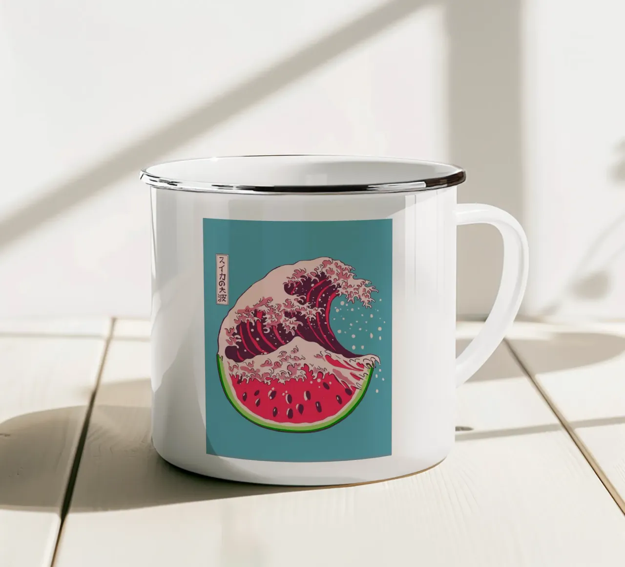 Grande onda di anguria tazza in smalto da Benjamin Pelletier