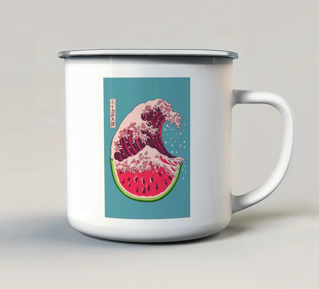 Grande onda di anguria tazza in smalto da Benjamin Pelletier