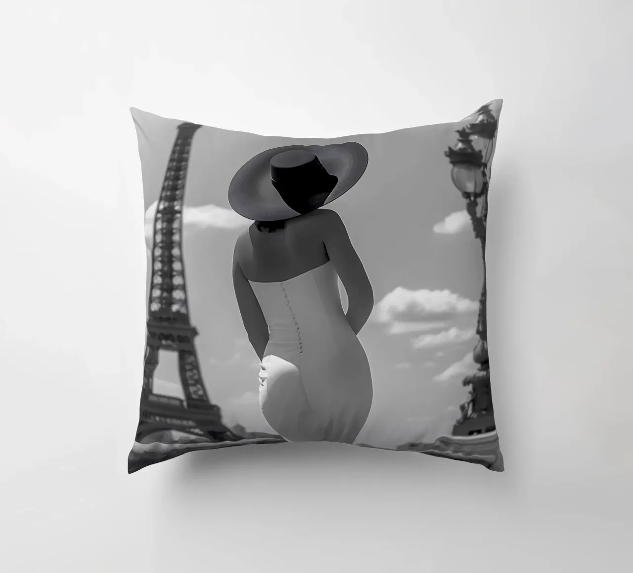 Dichiarazione di moda alla Torre Eiffel cuscino da M-Ulrich-Digital Art
