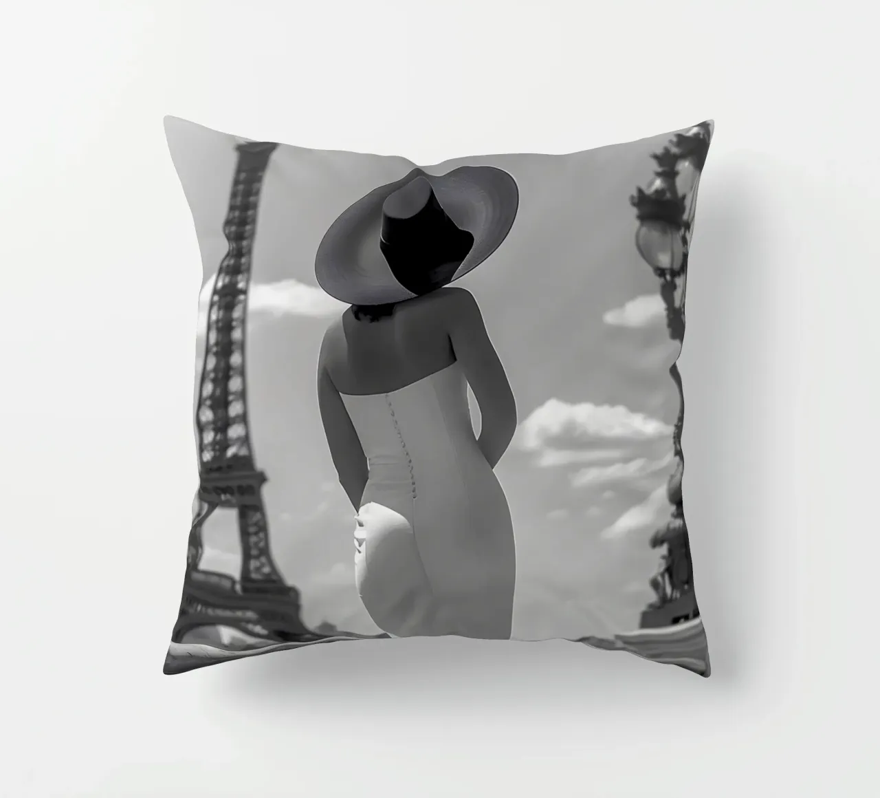 Dichiarazione di moda alla Torre Eiffel cuscino da M-Ulrich-Digital Art