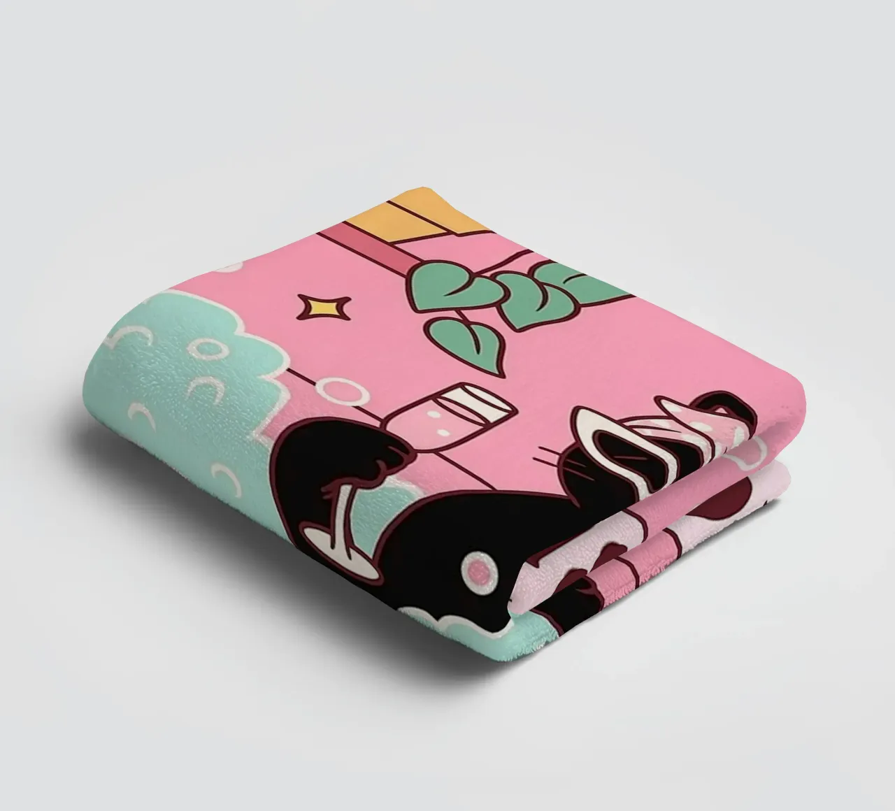 more bubbles less troubles funny cat drawing towel by dahlianz