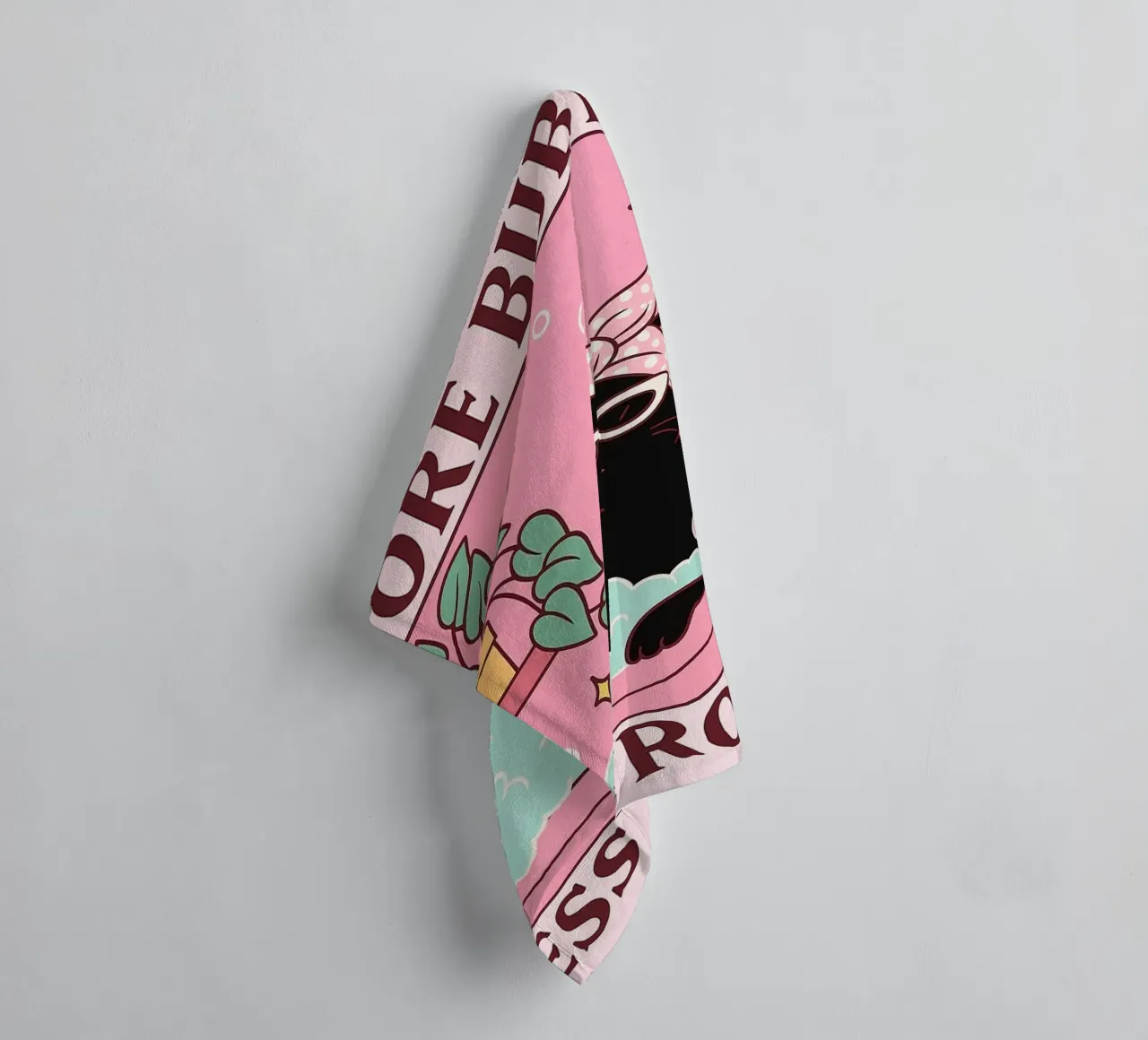 more bubbles less troubles funny cat drawing towel by dahlianz