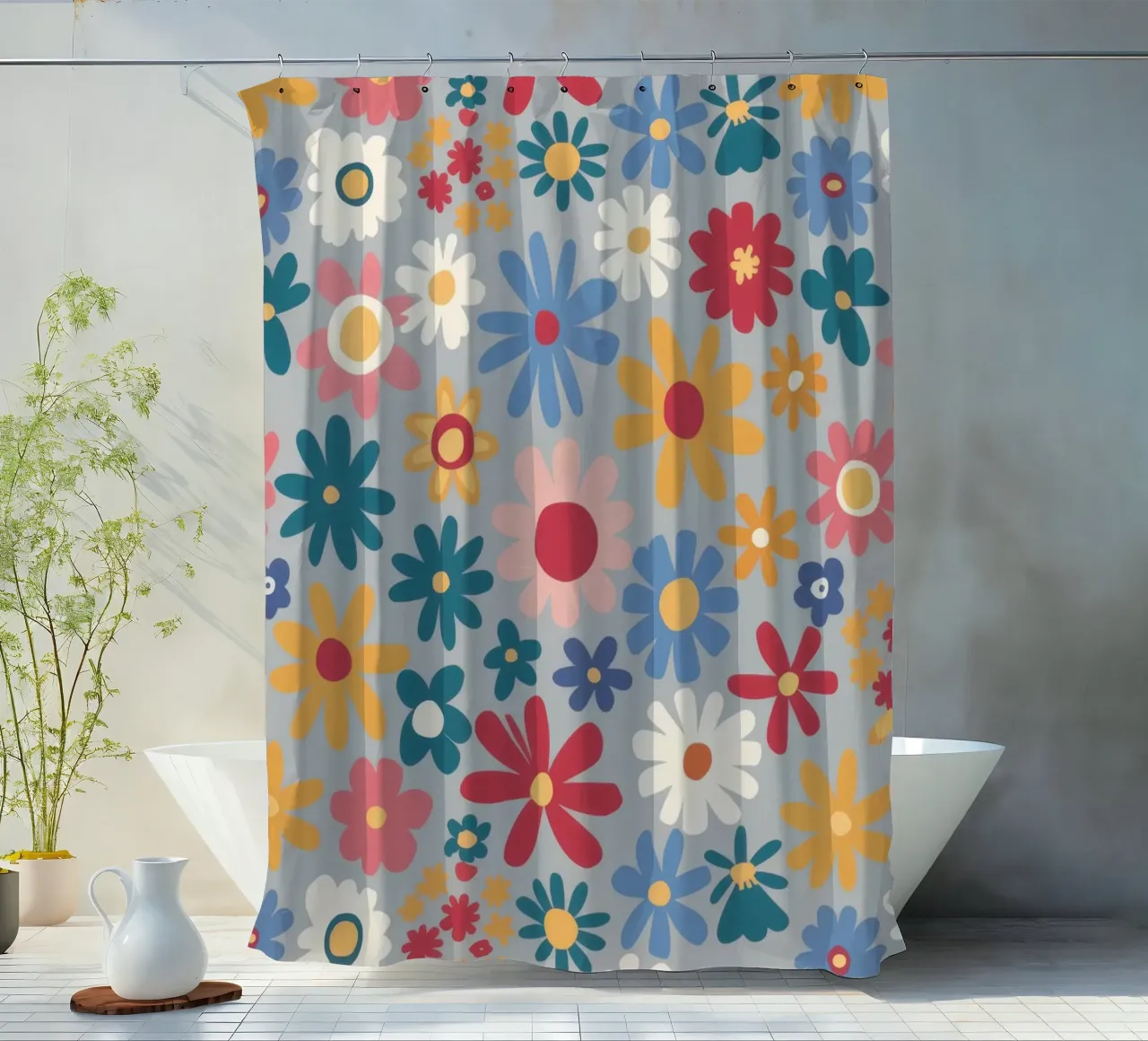 Patchwork di pose pastello tenda da doccia da Absca Gallery