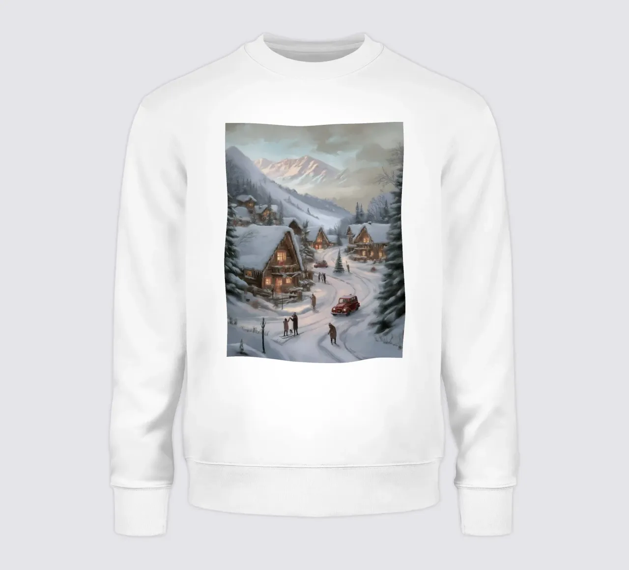 Villaggio invernale di montagna con case e luci innevate felpa da Cozy Vibes