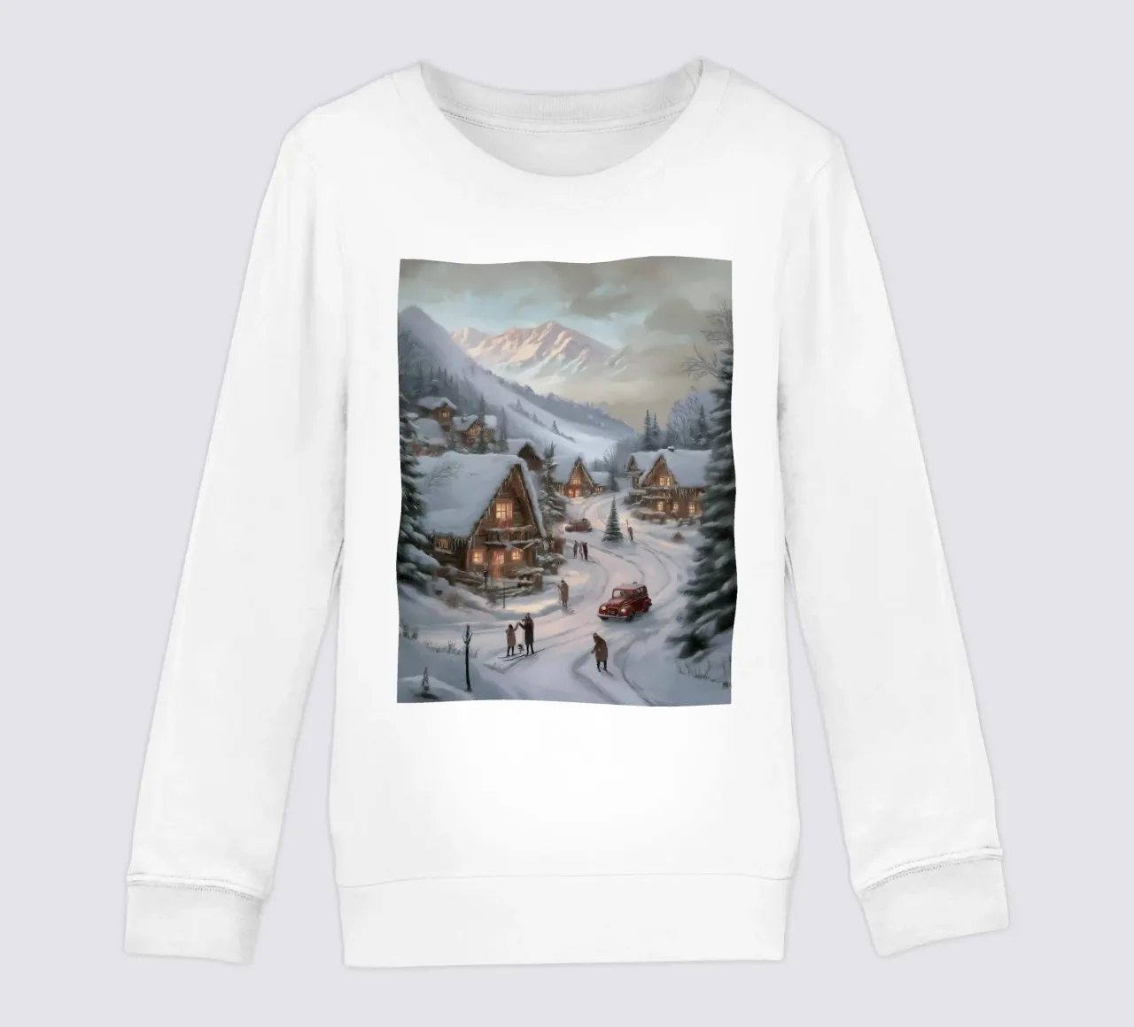 Villaggio invernale di montagna con case e luci innevate felpa bambino da Cozy Vibes