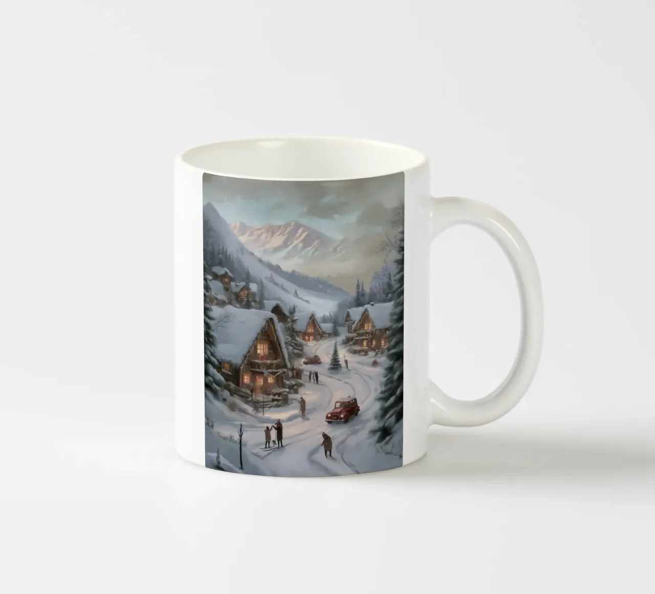 Villaggio invernale di montagna con case e luci innevate tazza in ceramica da Cozy Vibes