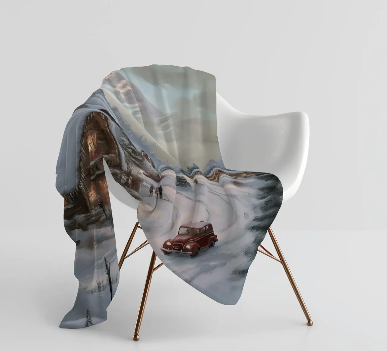Villaggio invernale di montagna con case e luci innevate coperta in pile da Cozy Vibes
