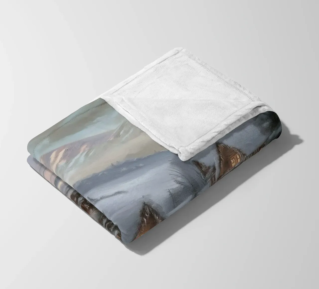 Villaggio invernale di montagna con case e luci innevate coperta in pile da Cozy Vibes