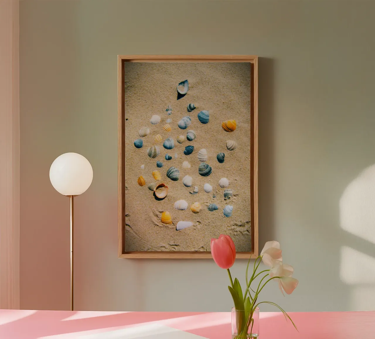 Shells on the sand – the ocean's eternal mark canvas by Nature's Palette