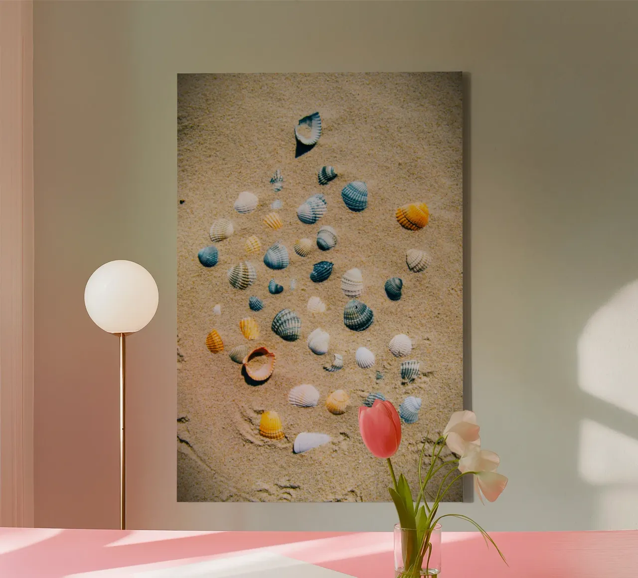 Shells on the sand – the ocean's eternal mark canvas by Nature's Palette