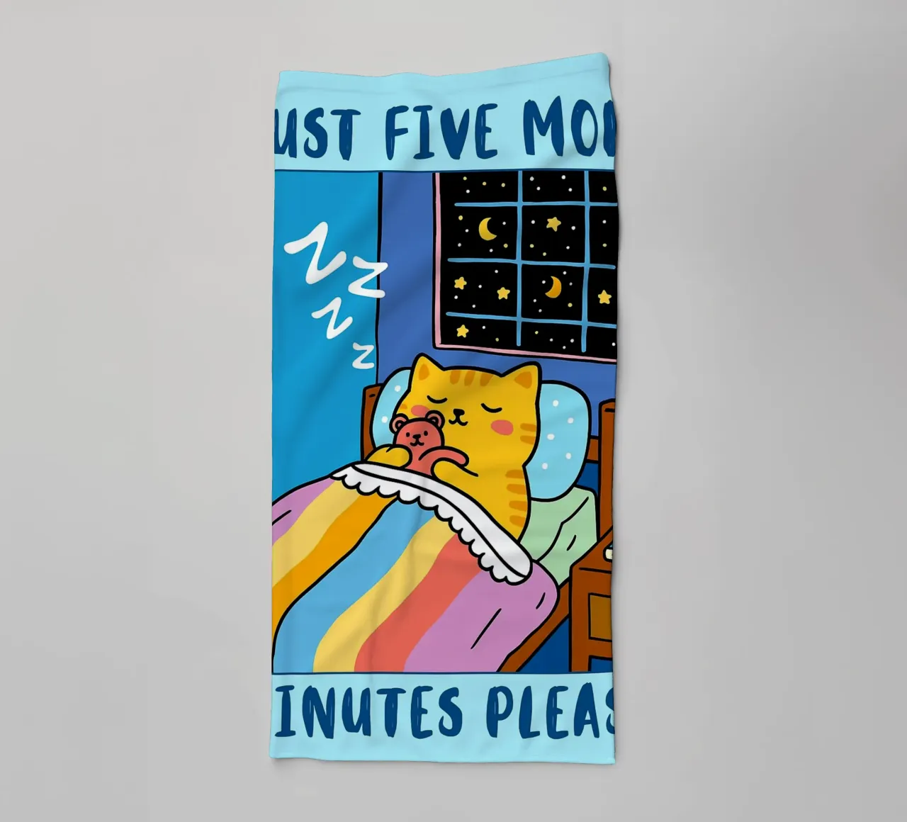 just five more minutes please funny cat drawing towel by dahlianz