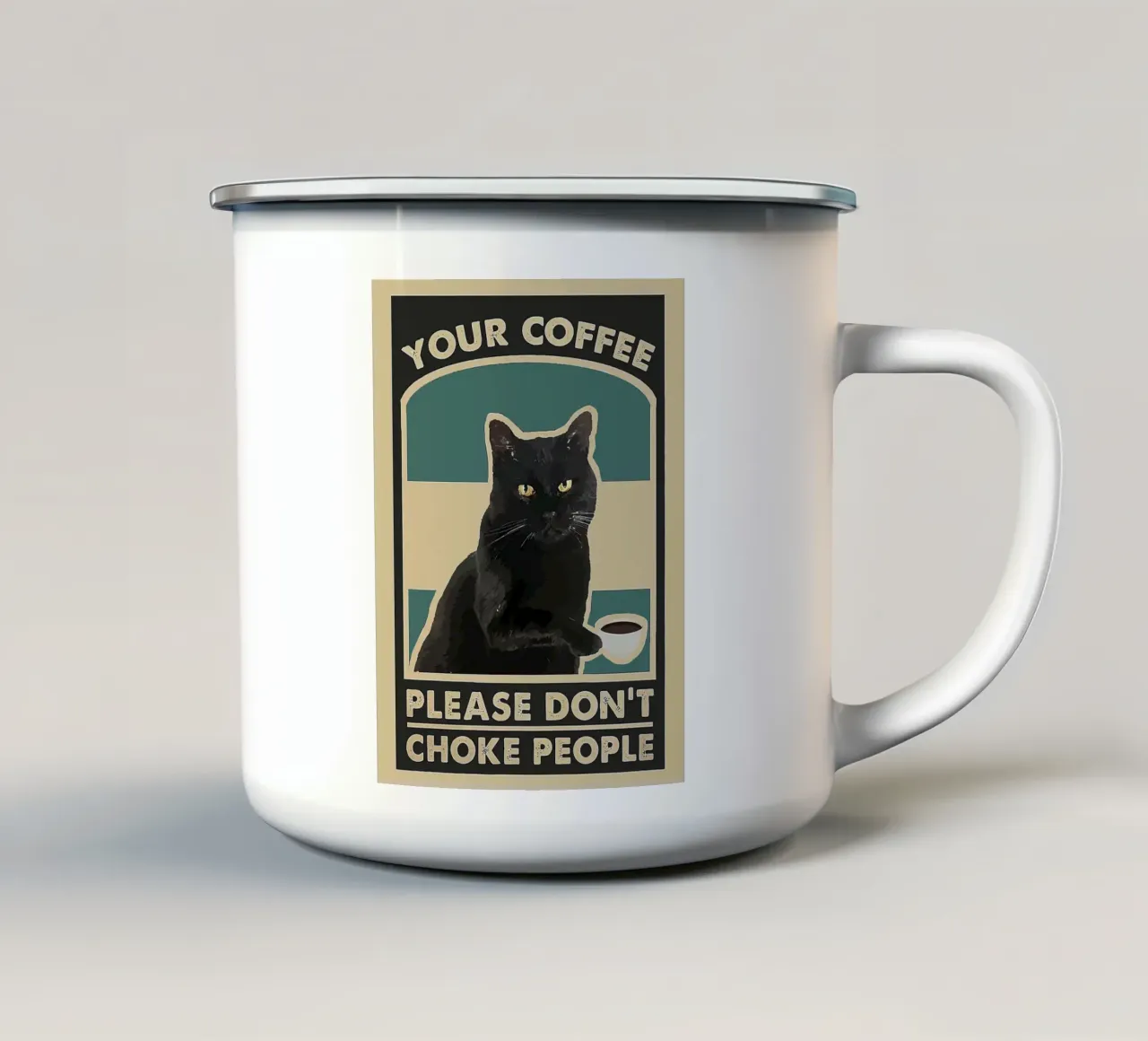 Avvertenza sul caffè Black Cat tazza in smalto da Alexander Wilson