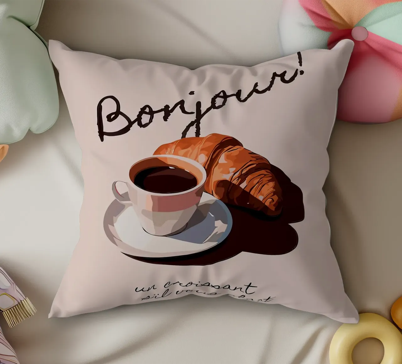 Ciao Croissant e caffè cuscino da Liam Johnson