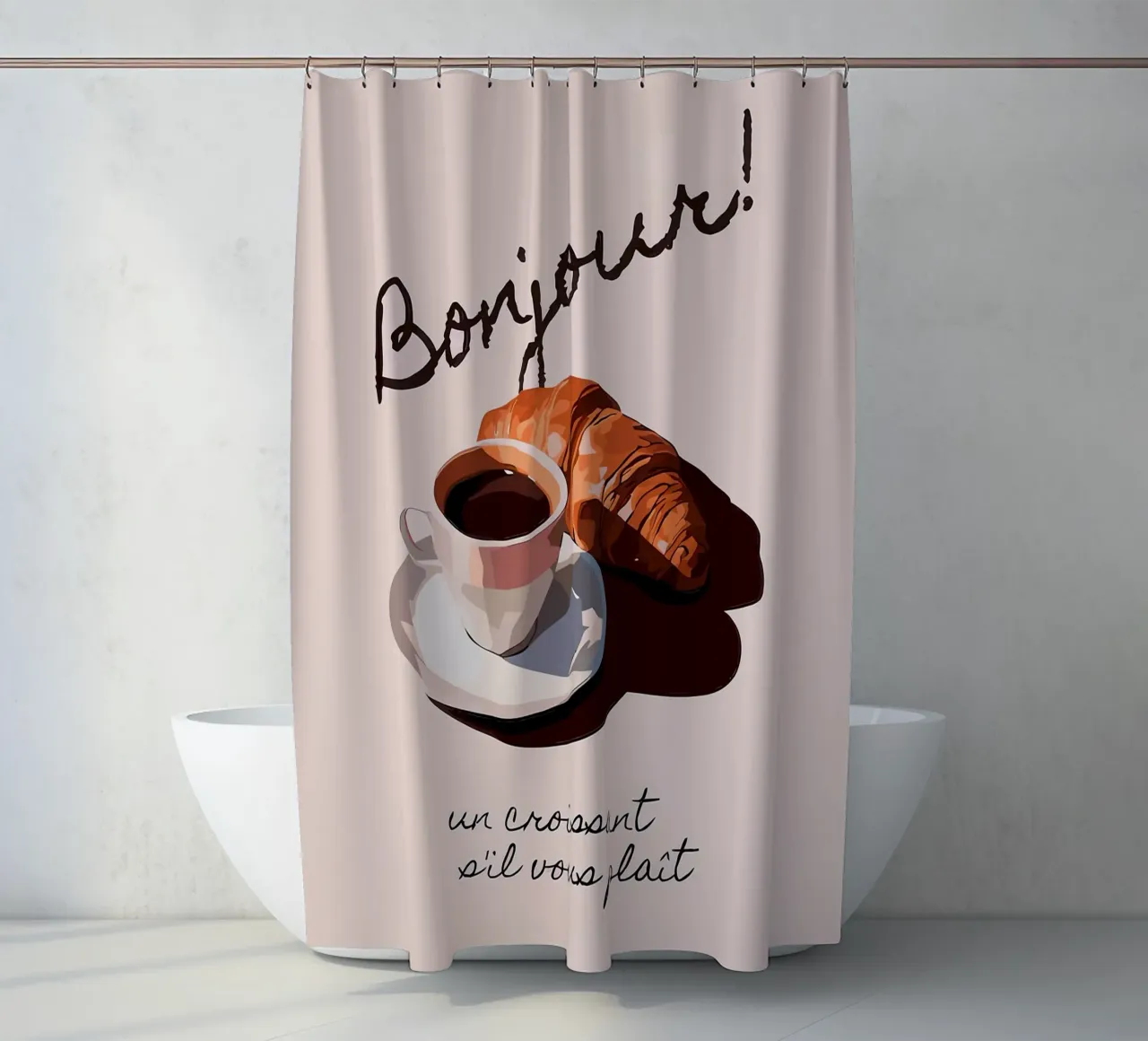 Ciao Croissant e caffè tenda da doccia da Liam Johnson